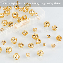 80 pz 4 perline cave in ottone&nbsp;KK-CA0001-65G