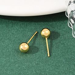 Круглые серьги-гвоздики из латуни&nbsp;EJEW-C171-01A-G