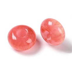 ツートン樹脂ヨーロピアンビーズ  大穴ビーズ  ロンデル  レッド  13.5x8mm  穴：5mm&nbsp;RESI-F055-09F