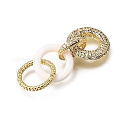 Nacre blanche naturelle et laiton sertis de micro-pavés de zircone cubique transparente&nbsp;KK-C262-05B-G