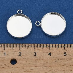 Flache runde Messing Anhänger Fassungen&nbsp;X-KK-A276-10S