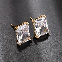 Pendientes de latón con circonita cúbica transparente para mujer&nbsp;EJEW-F418-22G