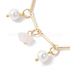 Браслеты с подвесками из натурального розового кварца и стеклянных ракушек&nbsp;BJEW-JB12307-02