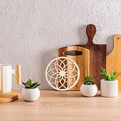 1 комплект деревянных резных подставок под чашки WOOD-BC0001-26