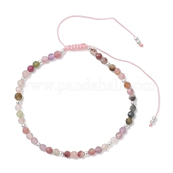 Браслеты из натуральных разноцветных турмалинов и гальванически покрытых немагнитных синтетических гематитовых круглых бусин&nbsp;BJEW-JB13434-01