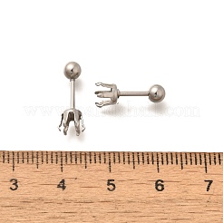 304ステンレススチールスタッドピアス金具  ステンレス鋼色  トレイ：3mm  14x4mm  ピン：1mm&nbsp;STAS-F311-18P-02A