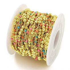 Цепочка из латунных эмалевых круглых бусин CHC-G022-07G-17