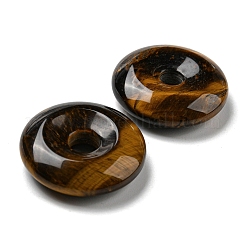 天然石タイガーアイペンダント  ドーナツ/円盤チャーム  24.5~25x6.5~7mm  穴：5~6mm&nbsp;G-C066-05B