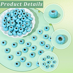 100 pièce de perles européennes turquoise synthétiques&nbsp;TURQ-PA0001-04B