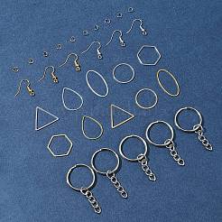 Наборы для самостоятельного изготовления шестиугольных/каплевидных/треугольных латунных сережек-подвесок&nbsp;DIY-FS0007-62