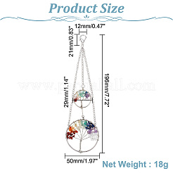 Плоская круглая подвеска с деревом жизни из смешанных камней&nbsp;HJEW-AB00162