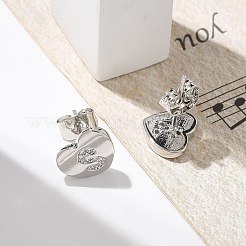 Серьги-гвоздики из латуни с микропаве из прозрачного кубического циркония EJEW-K299-01P-S