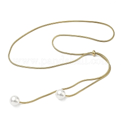 Ионное покрытие (IP) круглые белые акриловые цепочки-лариаты из нержавеющей стали 304 с имитацией жемчуга&nbsp;NJEW-D269-01G