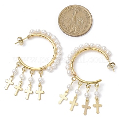 2 par de pendientes colgantes de perlas de concha cruzada de 2 colores&nbsp;EJEW-JE06185