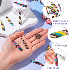 10шт 5 цвета прозрачные подвески из смолы и орехового дерева&nbsp;RESI-TA0002-74