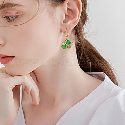Trèfle à quatre feuilles boucles d'oreilles alliage huggie boucles d'oreilles vert trèfle boucles d'oreilles strass boucles d'oreilles st patrick's day oreille bijoux cadeau pour les femmes&nbsp;JE1083A