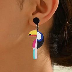 Акриловые серьги-гвоздики с изображением попугая&nbsp;FS-WG0B0F7-01