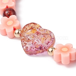 Braccialetti elasticizzati in argilla polimerica con fiori fatti a mano&nbsp;BJEW-JB09825-04