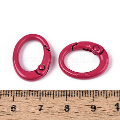 スプレー塗装された合金スプリングゲートリング  オーバル  サクランボ色  19.5x15x4.5mm&nbsp;AJEW-C035-01G
