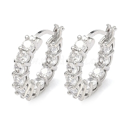 Латунные серьги-кольца из прозрачного кубического циркония&nbsp;EJEW-C181-02P