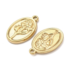 304ステンレスペンダント  花とオーバル  イオンプレーティング（ip）  18KGP本金メッキ  18x11.5x2mm  穴：1.2mm&nbsp;STAS-I358-12G-02