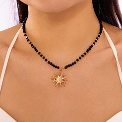 Collane con ciondolo a forma di sole in lega di zinco smaltata con strass di cristallo bohémien&nbsp;FS-WG8769D-02