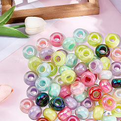 100 шт. УФ-покрытие радужных переливающихся акриловых европейских бусин MACR-PA0001-27