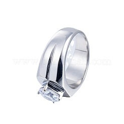 Anelli da uomo in acciaio inossidabile 304 con pavé di zirconi cubici trasparenti&nbsp;FS-WG96A01-05