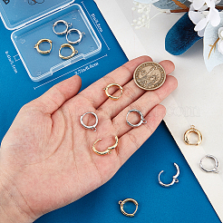 8 пара 2-х цветных латунных сережек-колец Huggie Hoop KK-BBC0014-53