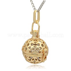 Colgantes de jaula redonda de bronce dorado&nbsp;KK-J232-10G