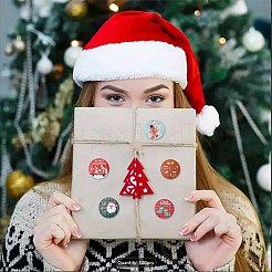 3 рулон самоклеящихся бумажных наклеек с круглыми точками в рождественском стиле&nbsp;DIY-FS0010-32B