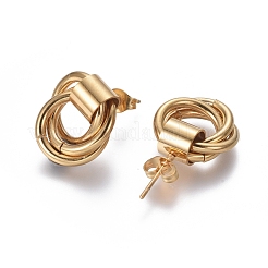 304ステンレススチールスタッドピアス  低刺激性のイヤリング  耳ナッツ  ゴールデン·ステンレス鋼色  16.5x16mm  ピン：0.8mm  6のペア/カード&nbsp;EJEW-L241-03B
