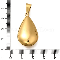 304ステンレスペンダント  ティアドロップチャーム  ゴールドカラー  34x19x10mm  穴：5x10mm&nbsp;STAS-H200-12G-02
