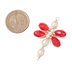 4 шт. подвески-соединители из стеклянных бусин в виде стрекозы&nbsp;PALLOY-TA00315