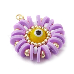 Круглые подвески из полимерной глины и стекла ручной работы с эффектом сглаза&nbsp;PALLOY-MZ00638-04