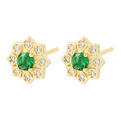 Boucles d'oreilles en laiton avec micro pavé de zircons cubiques pour femmes&nbsp;KK-A305-03G-06
