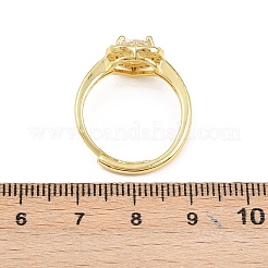 Регулируемые кольца для женщин с микропаве из латуни и кубическими цирконами RJEW-Z113-31G