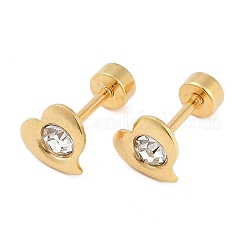 Tappi per le orecchie finti con strass e cristalli a forma di cuore&nbsp;EJEW-H105-21G-C