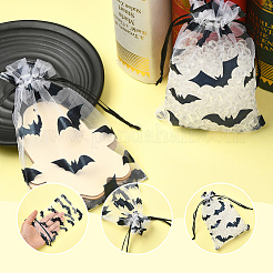 Сумки из органзы с завязками на тему Хэллоуина с принтом летучих мышей ABAG-WH20021-006D