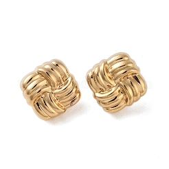 304ステンレススチールイヤリング  キューブ  ゴールドカラー  29x28.5mm&nbsp;EJEW-O004-13G