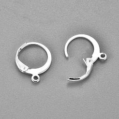 304ステンレススチールフレンチフックピアス金具  カン付き  925銀メッキ  14x12x2mm  穴：1.2mm  ピン：0.6x1mm&nbsp;X-STAS-F155-13S