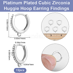 12 шт. латунная фурнитура для сережек-колец с микропаве из прозрачного кубического циркония&nbsp;EJEW-BBC0001-25P