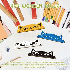 4 stücke 4 arten pappel holz herrscher&nbsp;DIY-WH0663-001