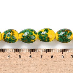 手作りランプワークビーズ連売り  恐竜の卵  オリーブ  16.5x13.5mm  穴：1.4mm&nbsp;X1-LAMP-Q036-08B
