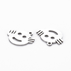 変色しない201ステンレススチールペンダント  切る  表現がフラットなラウンド  ステンレス鋼色  14x17x1mm  穴：1.4mm&nbsp;STAS-Q240-071P
