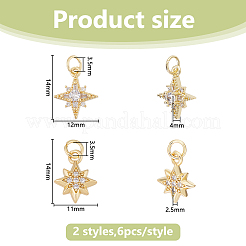 12 шт. 2 стиля латунные подвески с микропаве и кубическим цирконием&nbsp;KK-DC0004-83