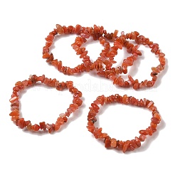 Bracelets extensibles en perles d'agate rouge naturelle du sud&nbsp;GG-CBADCD7-01