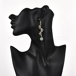 Серьги из натурального зеленого авантюрина&nbsp;EJEW-TA00653-03