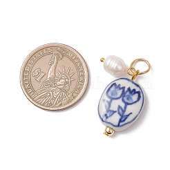 Фарфоровое изделие ручной работы с подвесками из натурального культивированного пресноводного жемчуга.&nbsp;PALLOY-JF05047