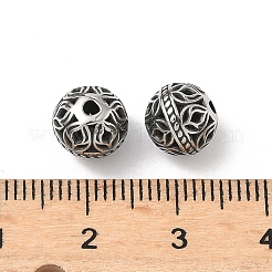 レトロ316サージカルステンレスビーズ  花の丸  手動研磨  アンティークシルバー  8mm  穴：1.5~1.8mm&nbsp;STAS-L307-17AS-08